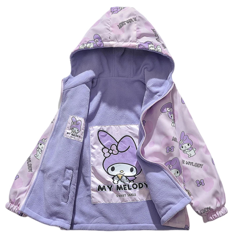 Girls Anime Cartoon Double-Sided Printed Hooded Coats