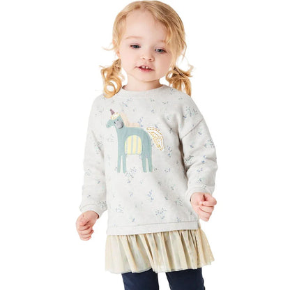 Warm Cartoon &amp; Flowers Embroidery Kids Girls Sweatshirts childrensterritory