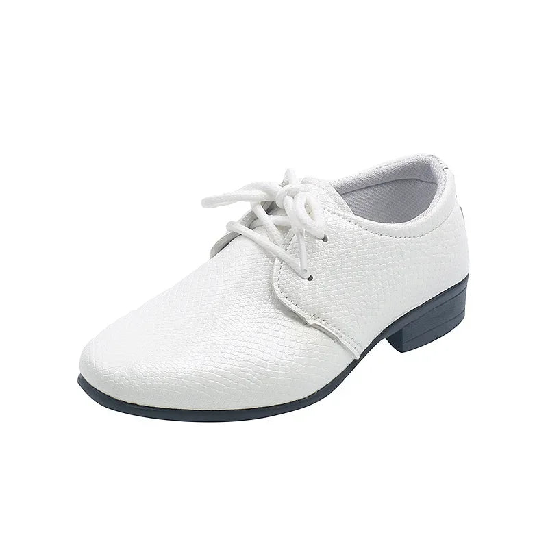 Kids Boys Britain Style Low-heeled Black Leather Shoes childrensterritory