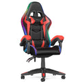 Reclining PU Leather Gaming Chair with LED Lights childrensterritory