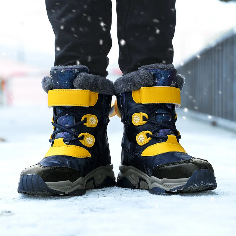 Kids PU Leather Waterproof Snow Boots for Winter Sport childrensterritory