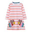 Rainbow Print Kids Girls Party Dresses for Autumn