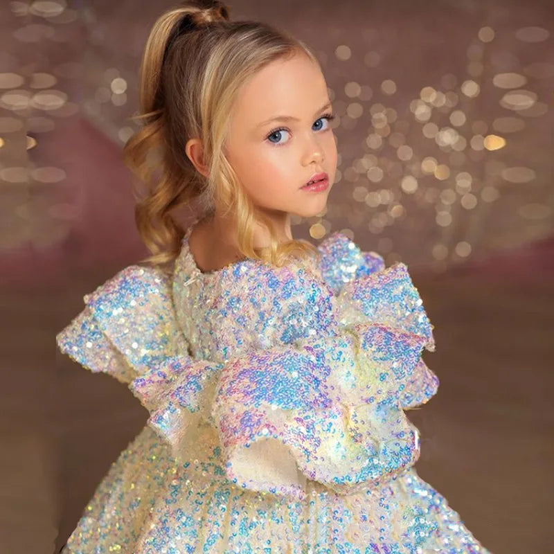 Baby/Kids Girl Vintage Tulle Bling Princess Dress for Birthday