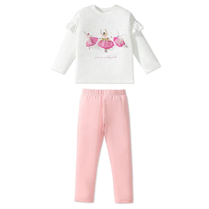 Cartoon Print Sweatshirt and Trouser Set for Kids Girls childrensterritory