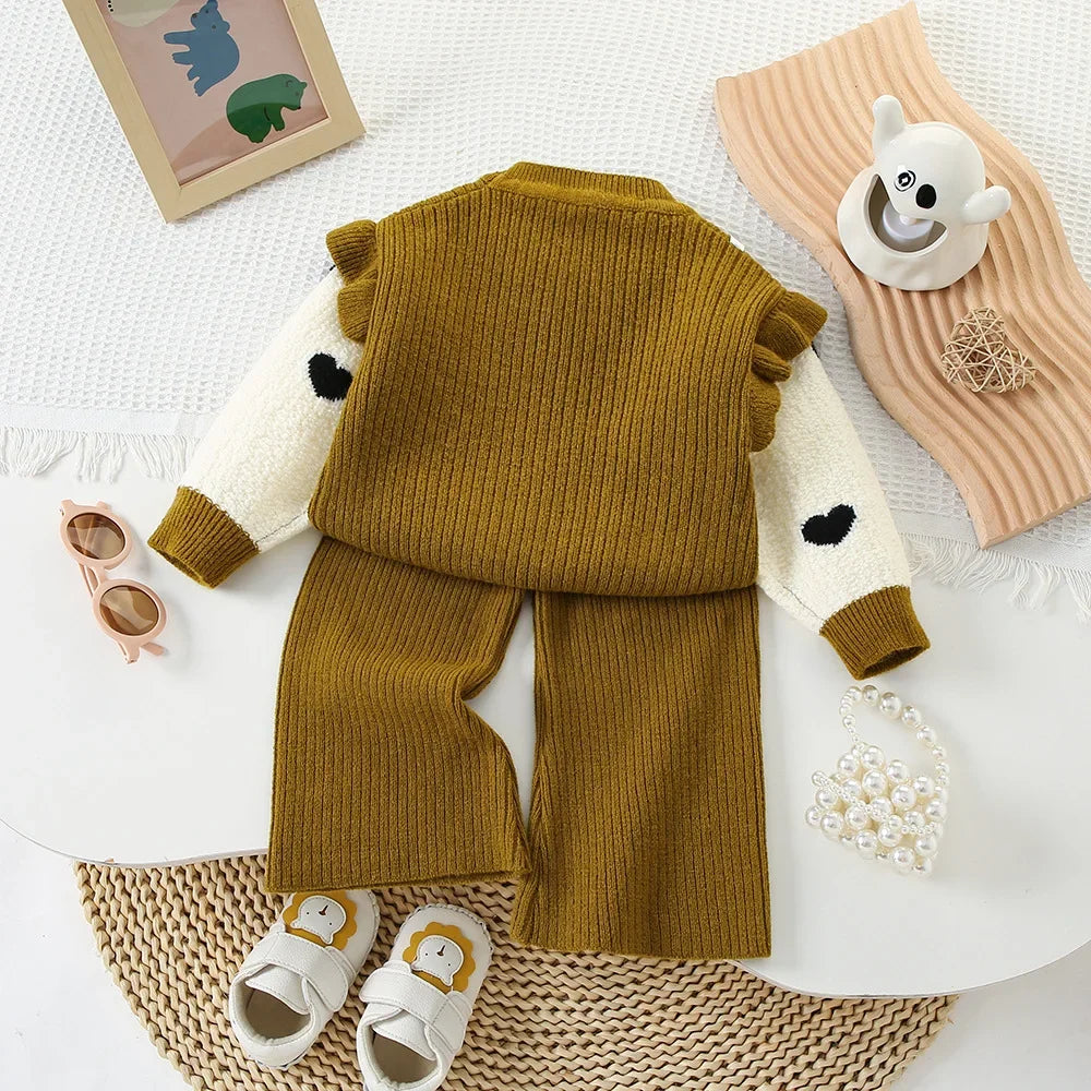 Girls' Long-Sleeved Casual Winter Clothing Set