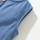 Kids Girls Sleeveless Unicorn Appliques Denim Party Dress childrensterritory