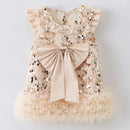 Kids Girls Bow Sequins Sleeveless TUTU Dresses