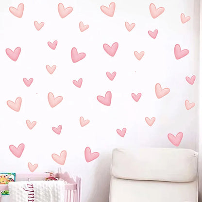 Waterproof Soft Pink Removable Heart Shape Wall Stickers