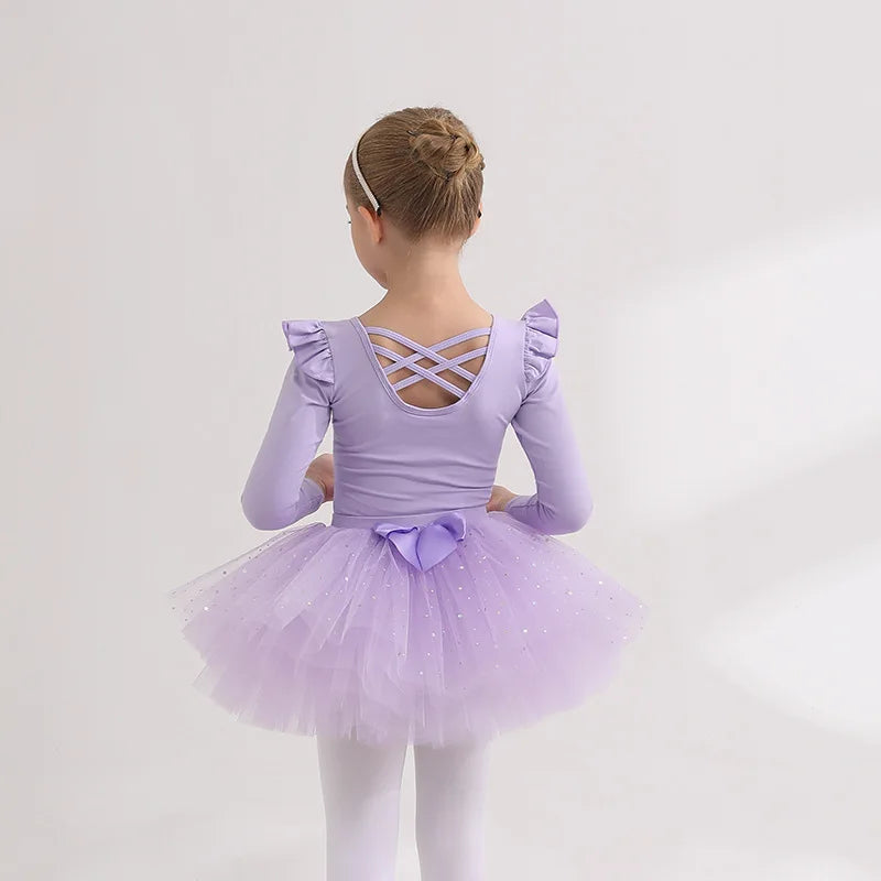 Kids' Girls' Designer Gymnastics Ballet Leotard with Tutu Skirt