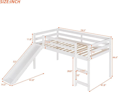 Kids Wooden Loft Bed with Climbing Ladder &amp; Storage Space