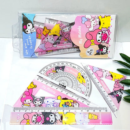 4 Piece Cartoon Sanrio Design Student Ruler Stationery Set childrensterritory