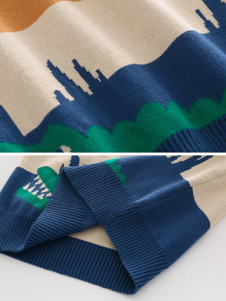 Kids Long-Sleeved Cartoon Print Winter Sweater