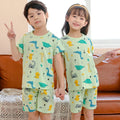 Kids Cartoon Print Short Sleeves Summer Pajamas Sets childrensterritory