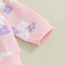 Floral Print Tops with Flare Pants Fall Clothing Set for Girls childrensterritory