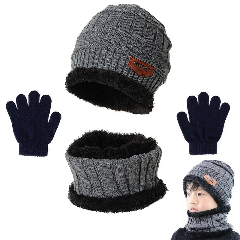 Plush Warm Winter Hat, Neck Scarf and Gloves Set for Kids childrensterritory