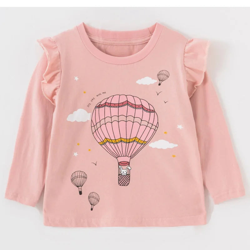 Full-Sleeve Cartoon Design Cotton T-Shirts For Girls