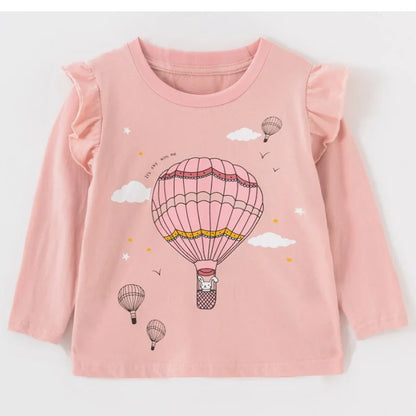 Full-Sleeve Cartoon Design Cotton T-Shirts For Girls childrensterritory