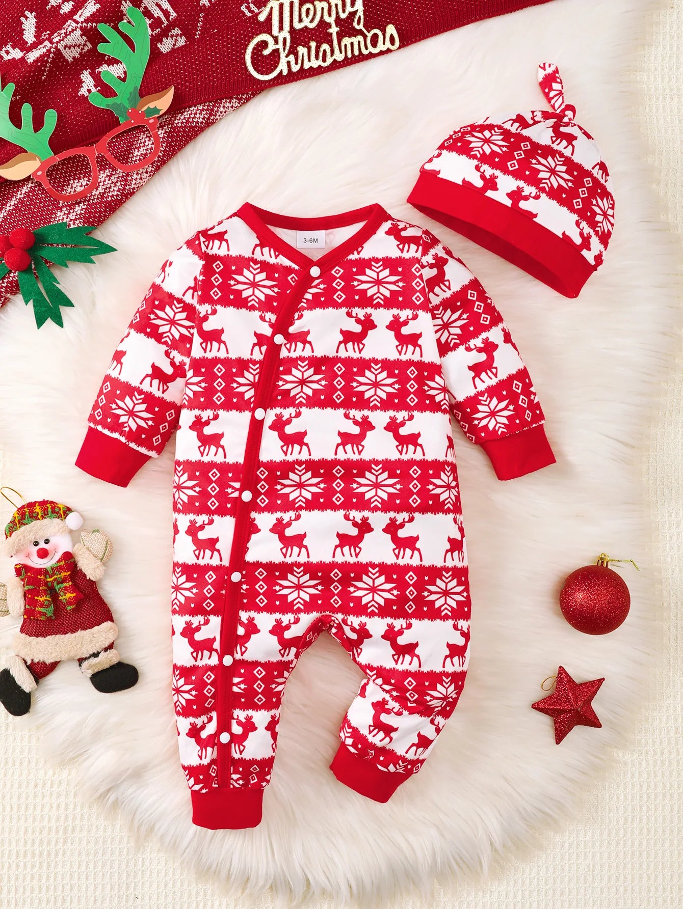 Baby Kids Cartoon Print Winter Bodysuit childrensterritory