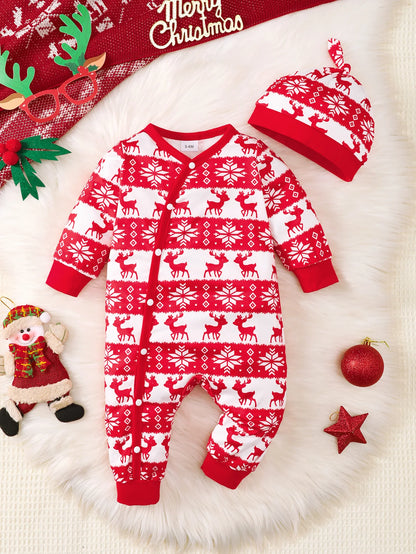 Baby Kids Cartoon Print Winter Bodysuit childrensterritory
