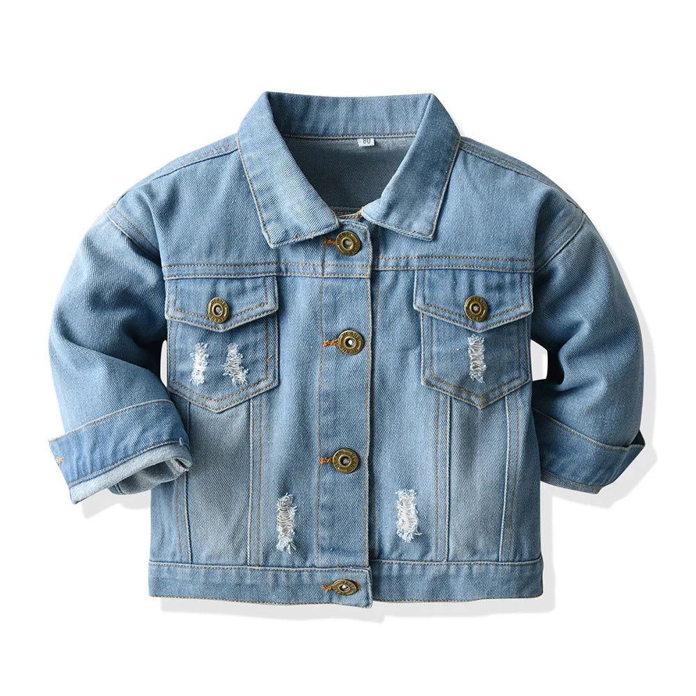 Baby/Kids Girls Boys Button Pocket Down Denim Jacket
