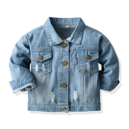 Baby/Kids Girls Boys Button Pocket Down Denim Jacket