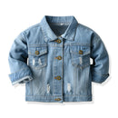 Baby/Kids Girls Boys Button Pocket Down Denim Jacket