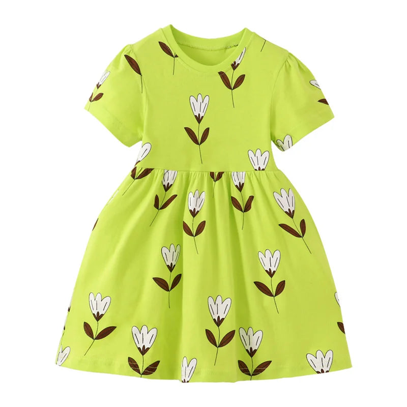 Kids A-LINE One-piece Printed Summer Dresses for Girls