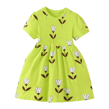Kids A-LINE One-piece Printed Summer Dresses for Girls