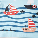 Kids Boys Ship Prints Cotton Short Sleeve T-shirt childrensterritory