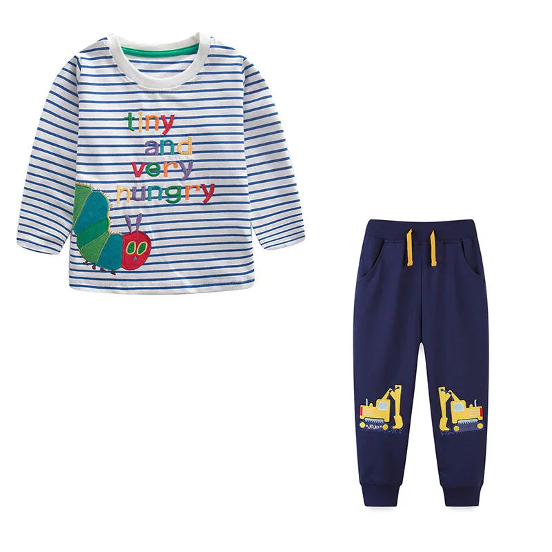 Kids Cartoon Animals and Letter Print 2 Piece Suit Sets childrensterritory