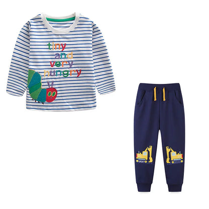 Kids Cartoon Animals and Letter Print 2 Piece Suit Sets childrensterritory