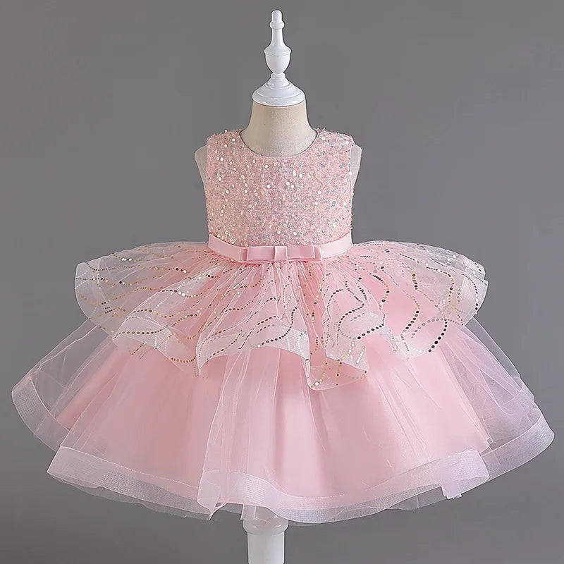 Kids Girls Sequins Design Tutu Wedding Party Dresses