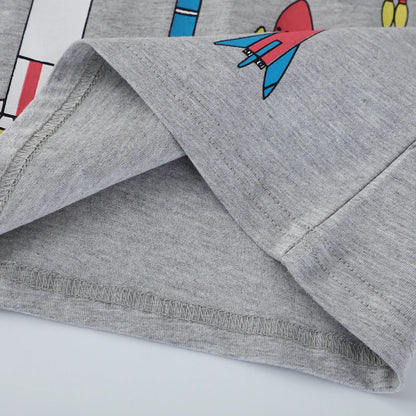 Cartoon Rockets Print Little Boys Casual Cotton T Shirts childrensterritory