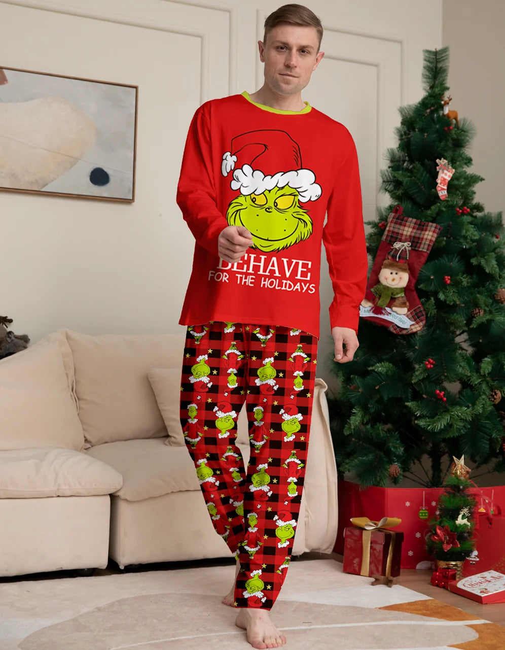Cartoon Design Red Xmas Family Matching Pajamas Sets childrensterritory