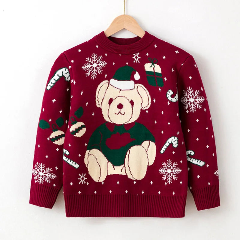 Long-Sleeve Winter Sweater with Christmas Print