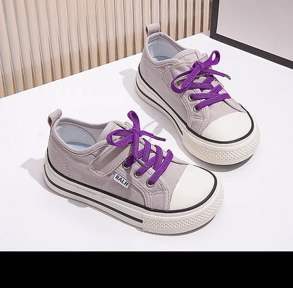 Little Boys Girls Jelly Color Canvas Lace Up Flats Shoes childrensterritory