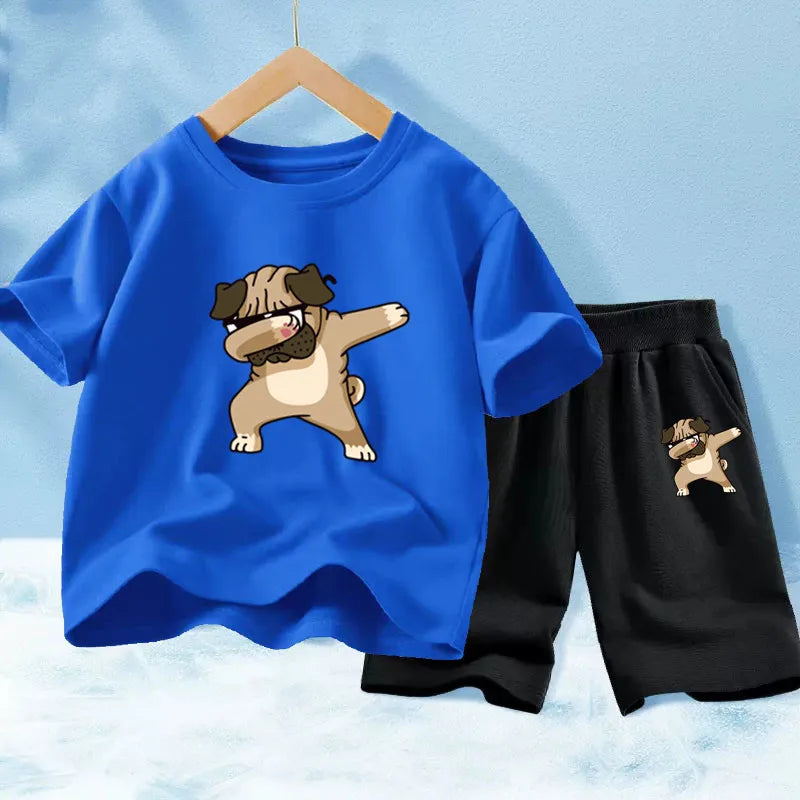 Kids Boys Music Headset Print T-shirt and Shorts Set childrensterritory