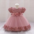 Baby Girl Sequin Lace Designed Fluffy Baptism, Birthday Dress