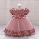 Baby Girl Sequin Lace Designed Fluffy Baptism, Birthday Dress