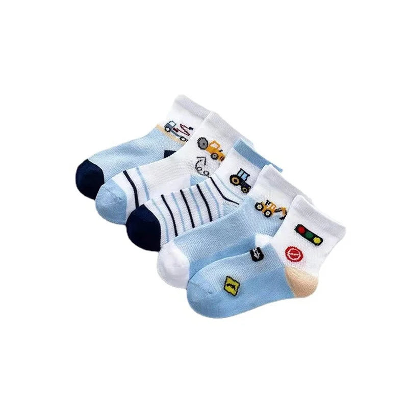Baby/Kids Thin Mesh 5 Pairs Soft Breathable Cotton Socks