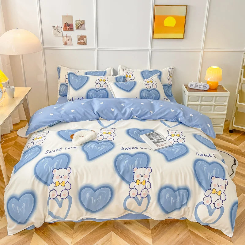 3/4-piece Cartoon Floral Print Soft Bedding Set For Home childrensterritory