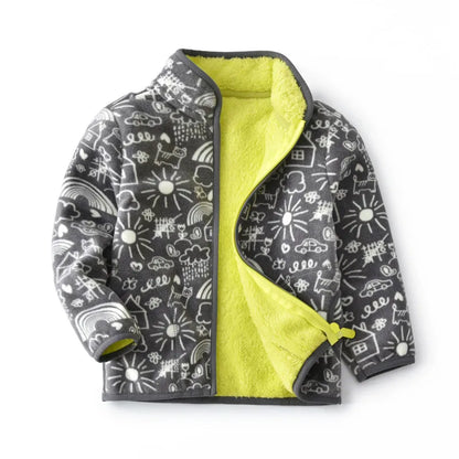 Kids Boys Girls Plus Velvet Warm Winter Zipper Outwear childrensterritory