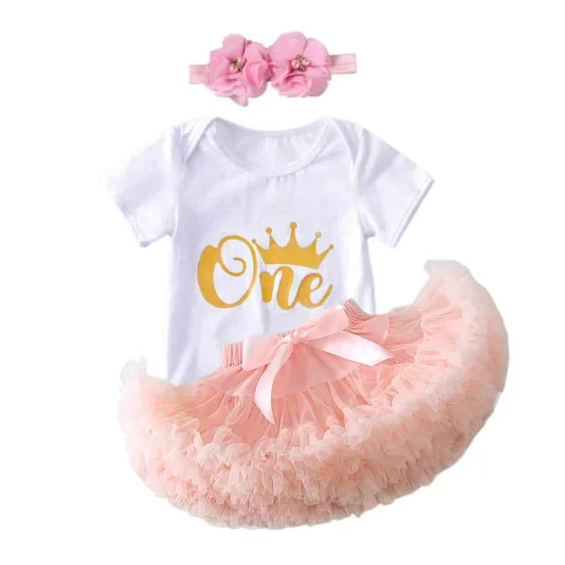 Newborn Girls White Bodysuit with Pettiskirt Tutu Outfits