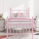 Twin Size Pink Metal Bed Frame with Headboard childrensterritory