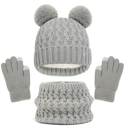 Thick Knitting Warm Baby/Kids Hat Gloves Scarf Set childrensterritory