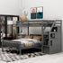L-Shaped Twin-Over Bunk Bed with Ladder and 3 Storage Grids childrensterritory