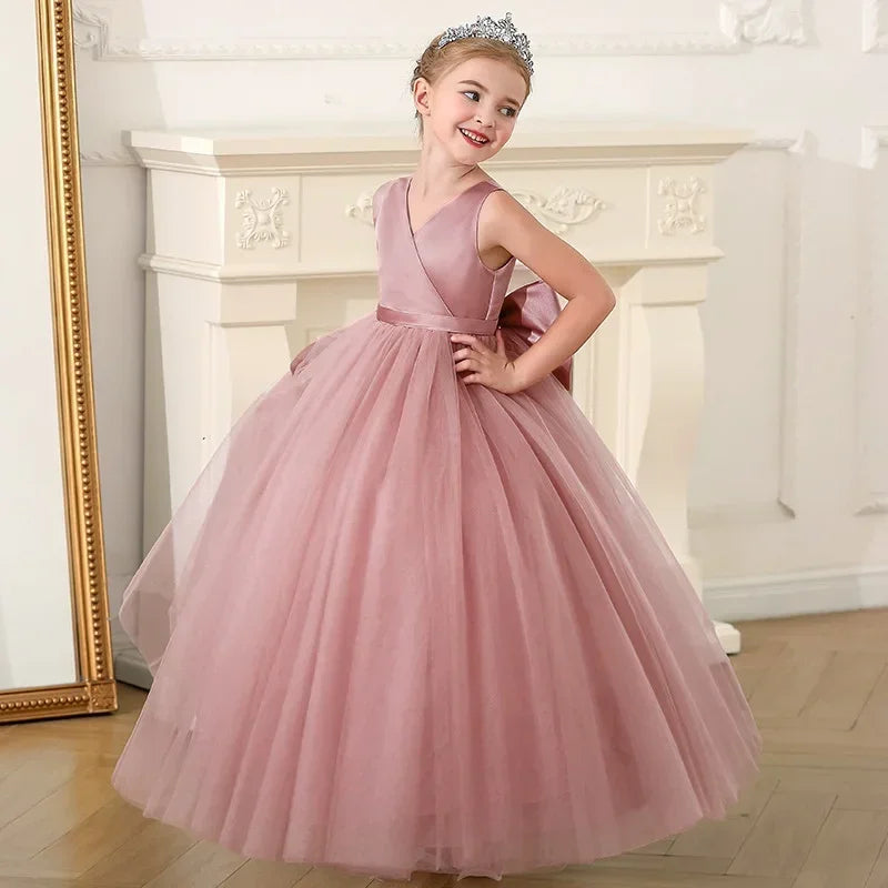 A-Line Back Big Bow First Communion Dresses for Girls