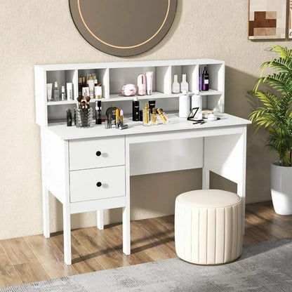 White Study Desk Featuring Drawers and Hutch for Home Office childrensterritory