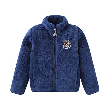 Little Girls and Boys Solid Color Plush Warm Zipper Outerwear childrensterritory