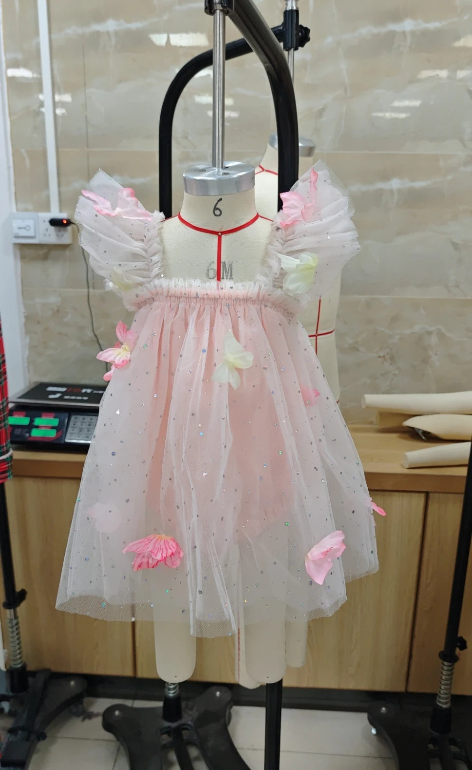 Baby Girl Ruffled Tulle Butterfly Embroidery Princess Dress
